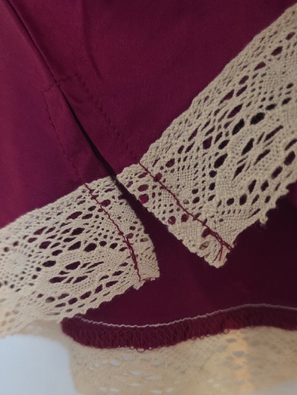 Silk-Feel Merlot Lace Trim Camisole - Picture 3 of 6